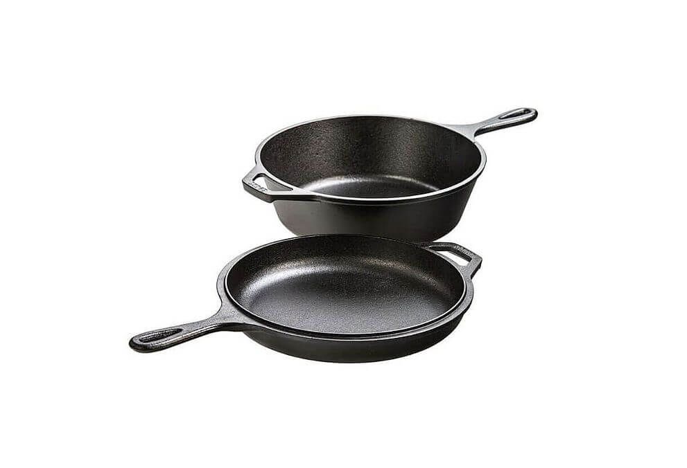Set de tigăi din fontă 2 în 1, 27 × 10 cm