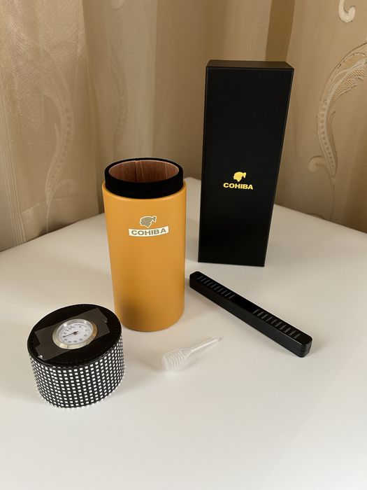 Cohiba преносим хумидор за 5 пури – кожа, кедър, подаръчна кутия