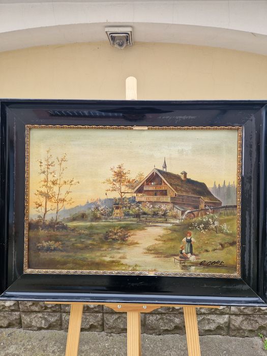 Превъзходна антикварна майсторска картина масло върху платно