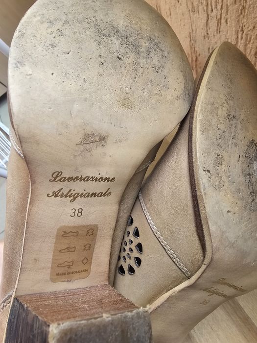 Боти бежови естествена кожа 38