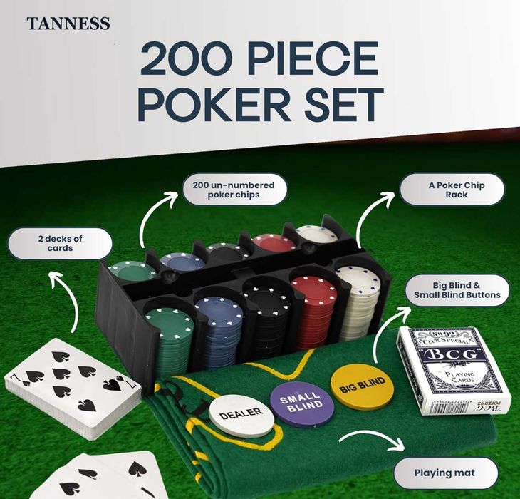 Покер сет в метална кутия 200бр. POKER SET TEXAS  / семейна игра