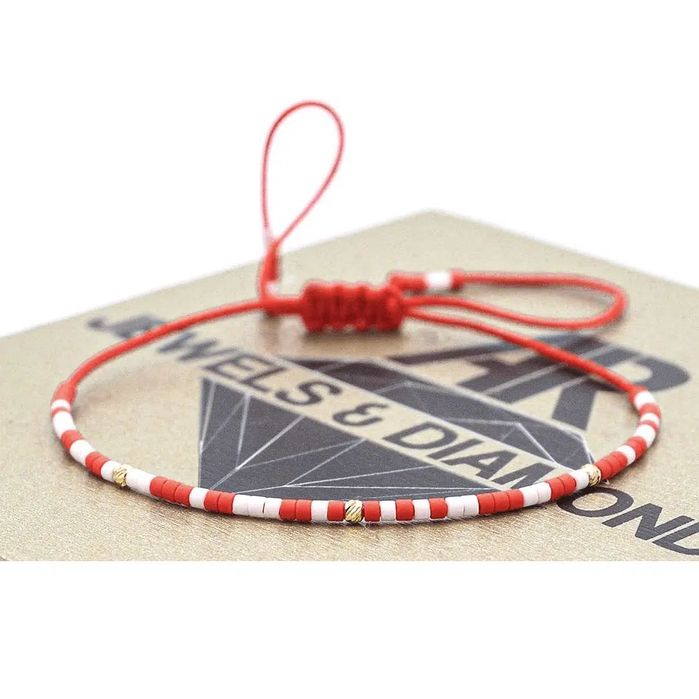 Bratara aur 14K cu miyuki snur rosu - noua - 99 Ron