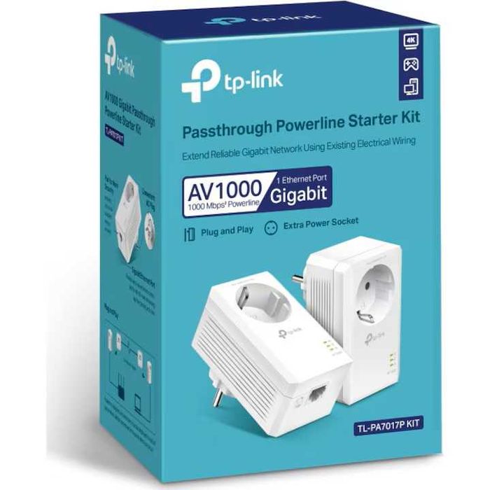 Kit Adaptor Powerline Tp-Link TL-PA7017P KIT, AV1000 Gigabit