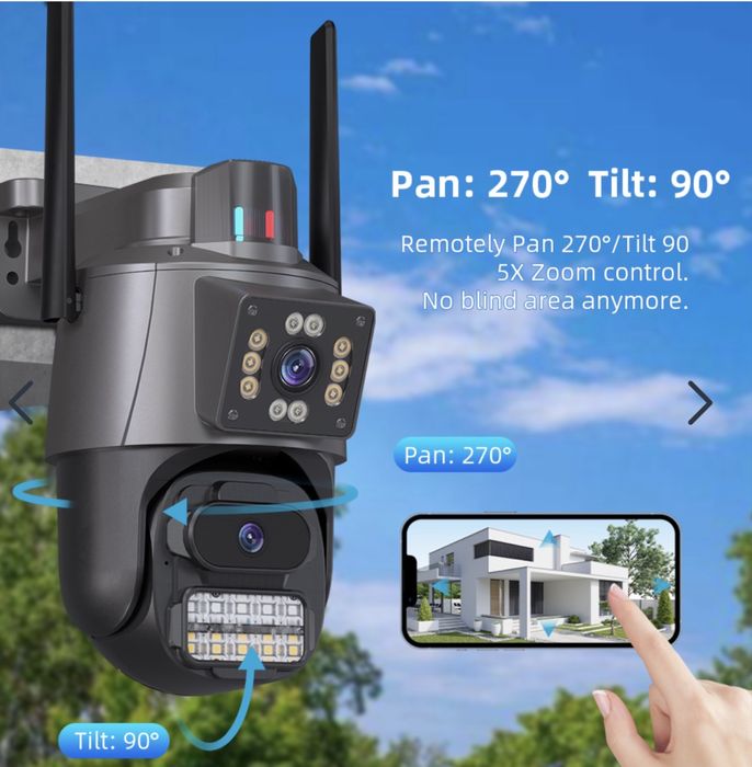 Двойна Smart WiFi безжична IP 8MPX камера,LED,4К Ultra HD