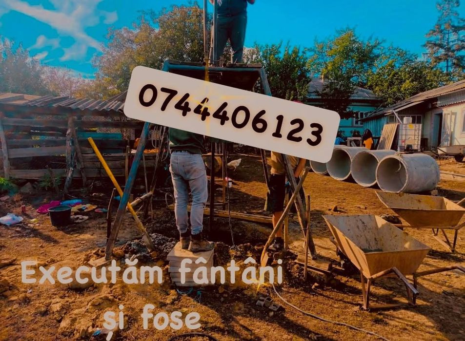 Executam fântâni și fose,adâncim și curățim unde ne permite solul!!
