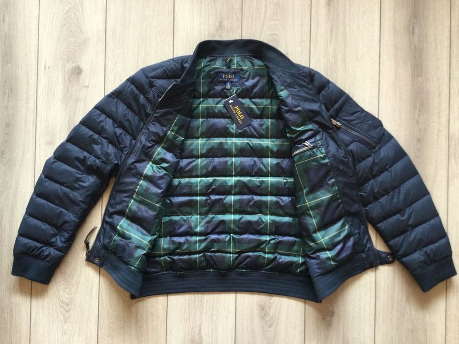 НОВО тъмно синьо пухено яке бомбър POLO RALPH LAUREN размер L от САЩ