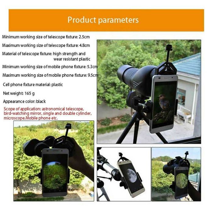 Sistem fixare telefon la binoclu, telescop, obiectiv microscop Nou!