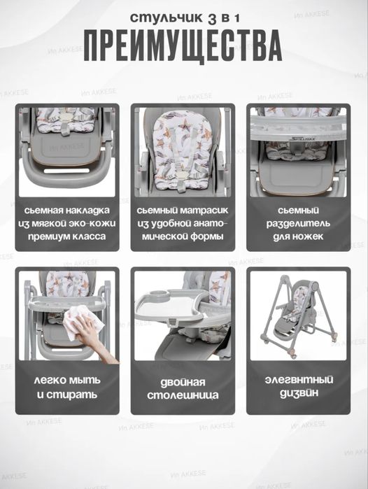 Детский стульчик для кормления 3в1