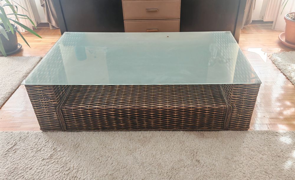 Set mobilier gradina/terasa ratan MOBEXPERT canapea + 2 fotolii + masă cu perne protecție incluse