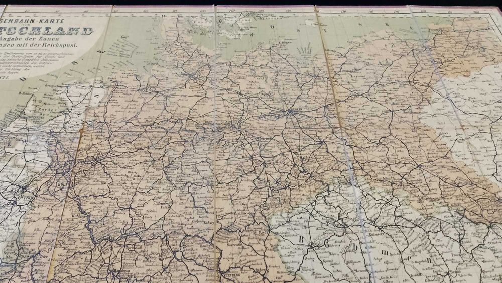 Harta "Eisenbahn-Karte von Deutschland" an 1874 - Germania