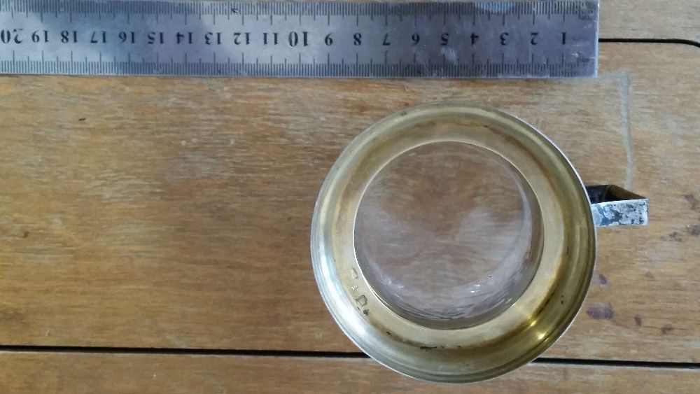 Подстаканник серебряный с хрустальным стаканом 875 проба 35 грамм Сов