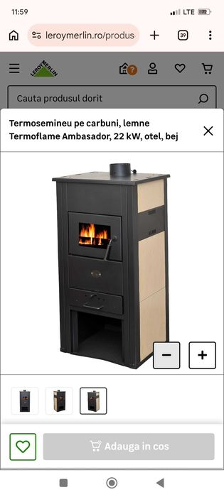 Termosemineu pe cărbuni ,lemne.