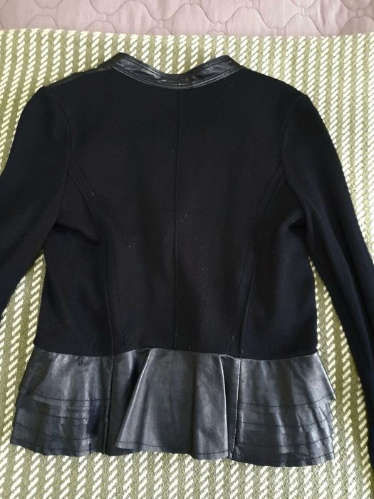 Тонкая кожаная куртка кофта из шерсти и натуральной кожи