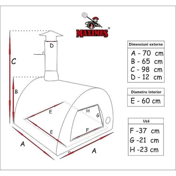 Cuptor traditional pentru pizza pe lemne Maximus Arena negru