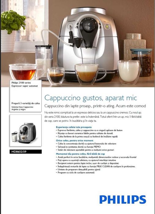 Espressor super automat Philips HD8652