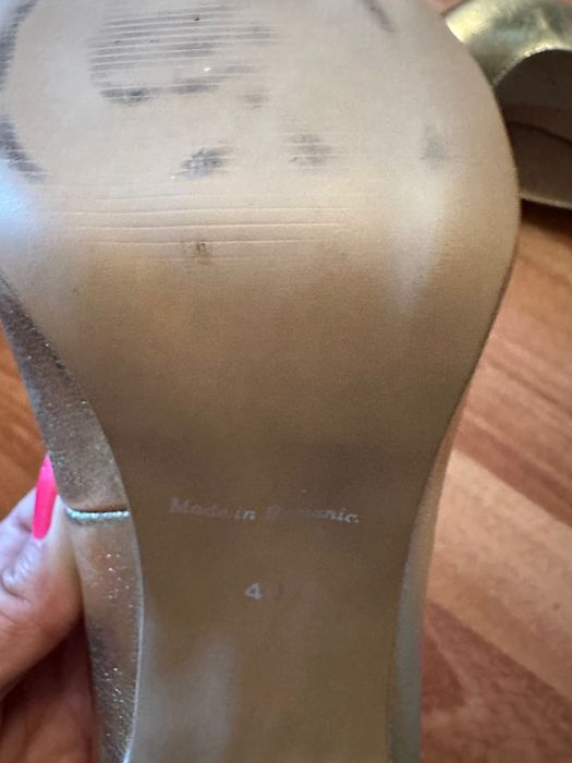 Pantofi piele naturala, aurii, Corvaris, marimea 40