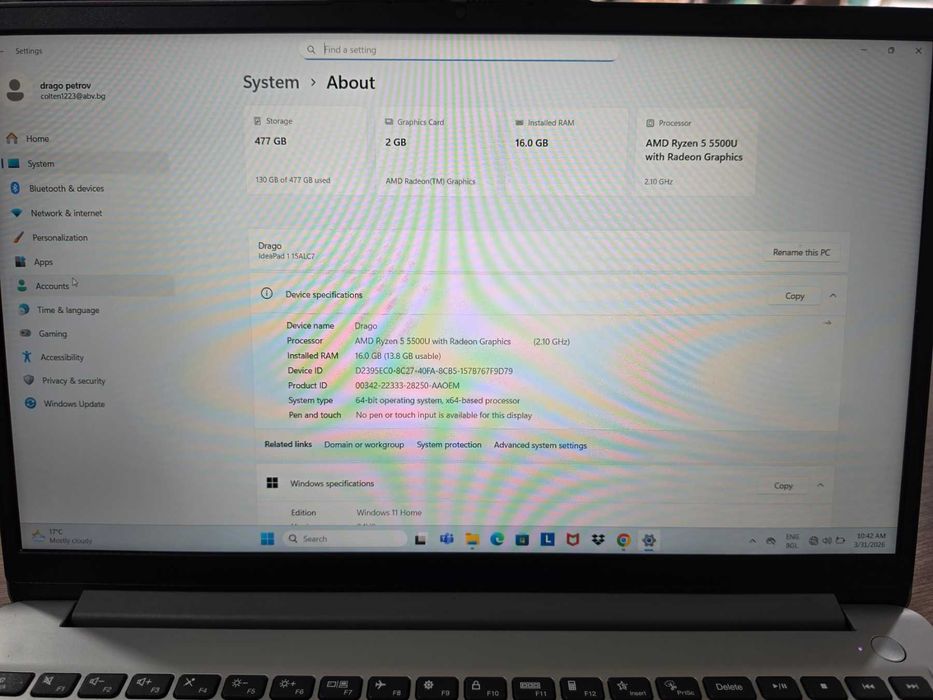 Лаптоп Lenovo IDEAPAD 1 15ALC7