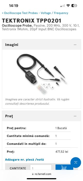 TEKTRONIX TPP0201 Oscilloscope Probe, Passive, 200 MHz