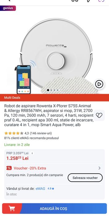 Aspirator robot Rowenta X-Plorer S75S
