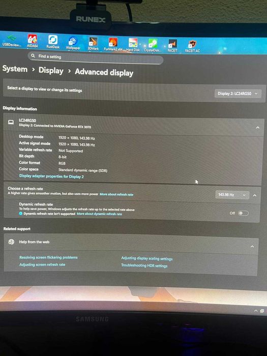 Monitor curbat Samsung Odyssey 24 inch 144hz