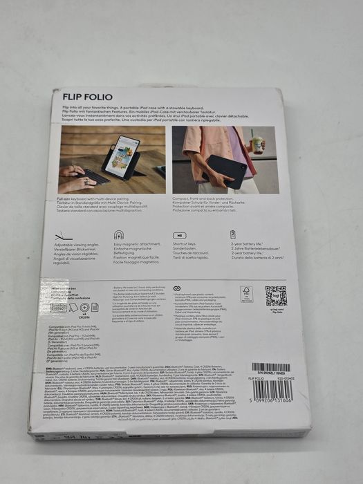 Husa cu tastatura Logitech Flip Folio pentru iPad Air/Pro de 13 inch, Graphite, SIGILATA