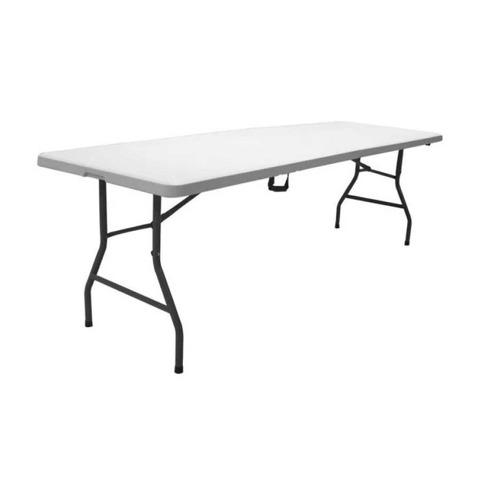 Masa de gradina, pliabila, cadru de otel, 240 cm, alba