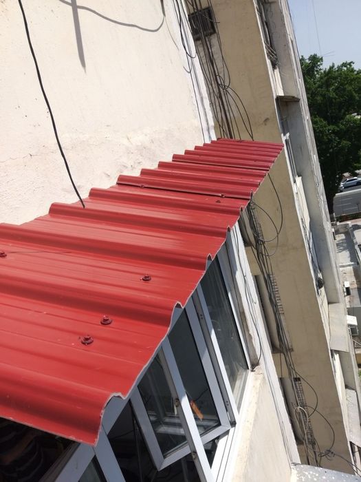 Установка бесшумного козырька, мойка окон, фасад, альпинист, высотники