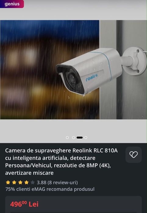 Reolink RLC-810A cu inteligenta artificiala, noi, sigilate in cutie