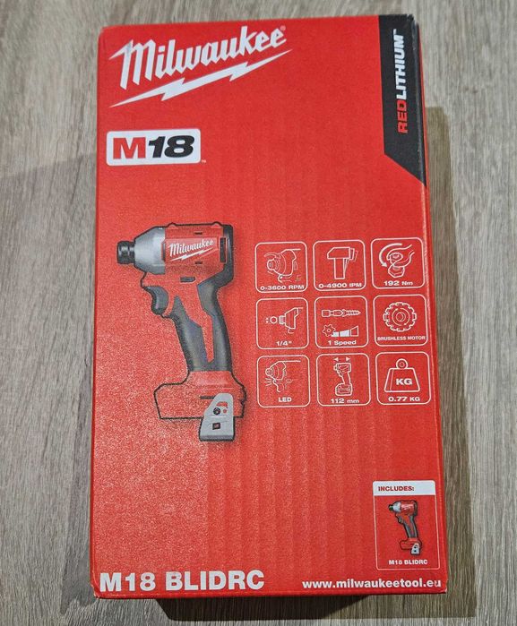 Акумулаторен ударен гайковерт Milwaukee Next Generation M18BLIDRC-0, 18 V, 190 Nm, ¼″ HEX, без батерия и зарядно