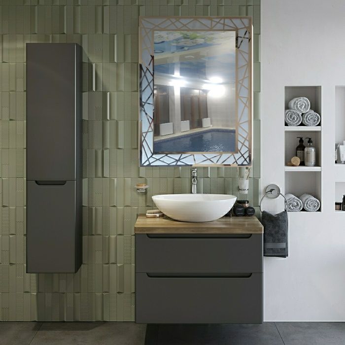 Ванный зеркало и полка цехдан.