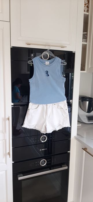 Set ZARA,fete 11-12 ani, pantaloni scurti blug + tricou
