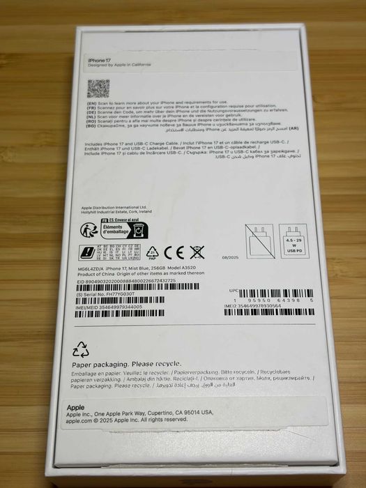 Vand iPhone 17 256GB baterie 100%, neverlocked, impecabil, ca nou