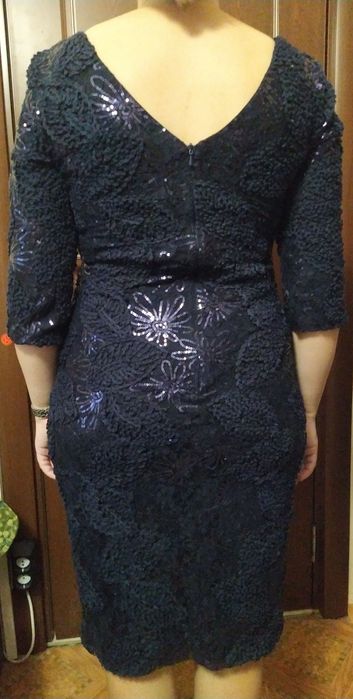 Официална рокля с пайети в тъмно син цвят от Junona