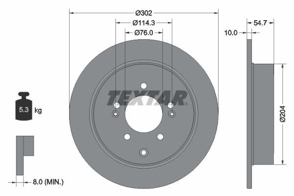2x Disc frana TEXTAR 92294903 - punte spate - Hyundai KIA