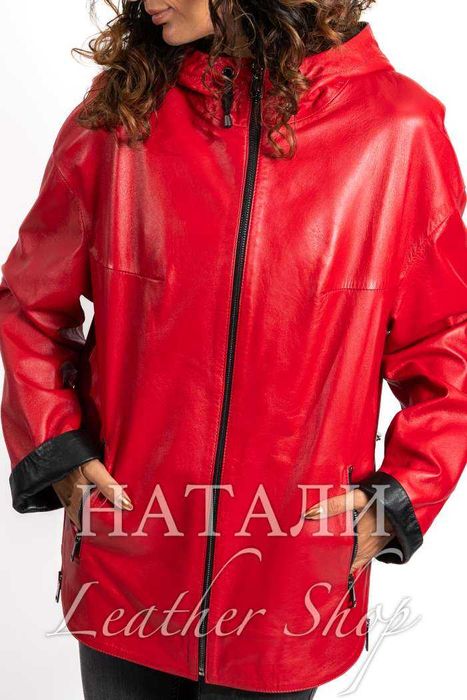 Дамско кожено яке Елица Red