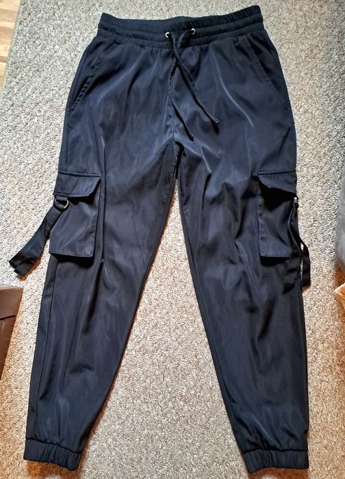 Pantaloni cargo stil vagabond negri pantaloni damă negri largi