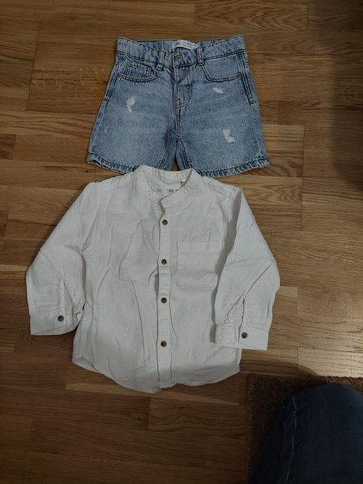 De vânzare lot pantaloni scurți și cămașă, Zara, 92 cm