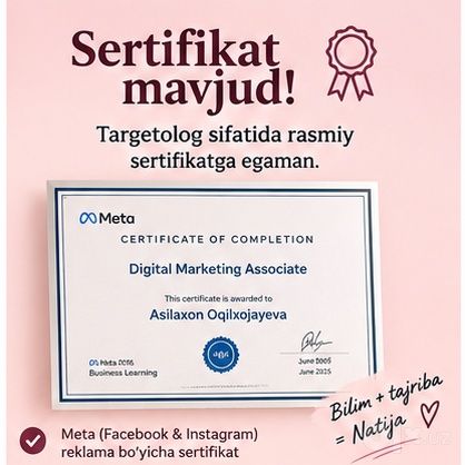 Targetolog xizmatlari bor