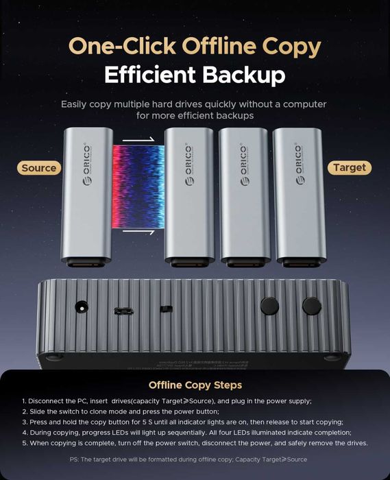 Док-Станция и офлайн дупликатор для M.2 SSD Nvme Orico IT48N-C
