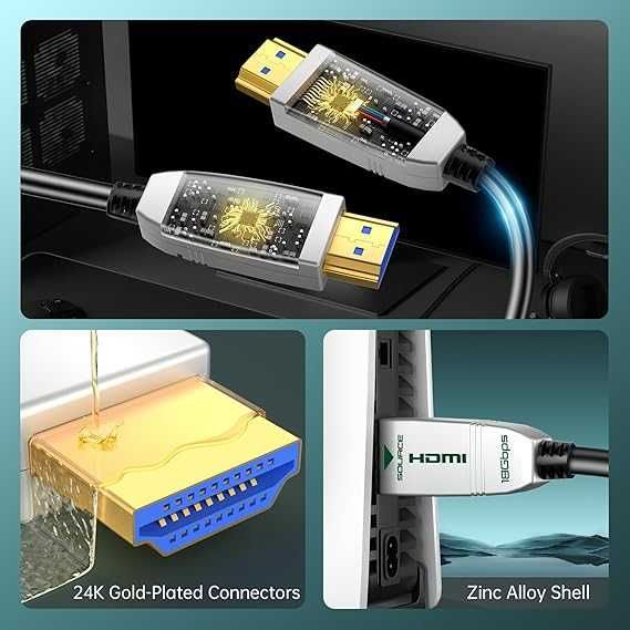 FeizLink 4K оптичен HDMI кабел - 50 фута, 18Gbps HDR10 HDCP2.3 3D