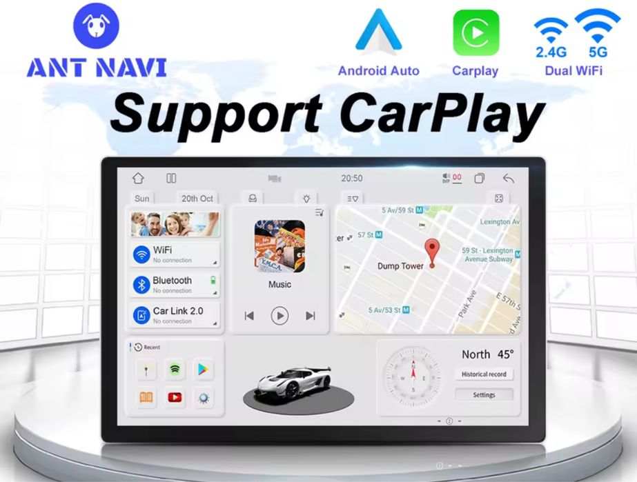 Универсална 13” медия  carplay android auto