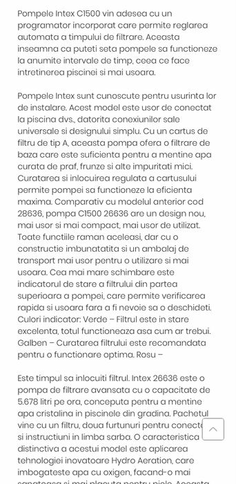 Pompa piscina Intex C1500