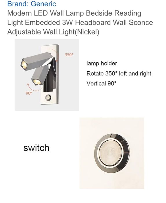 Oferta Aplica LED încastrată – Lumină lectură, Braț ajustabil