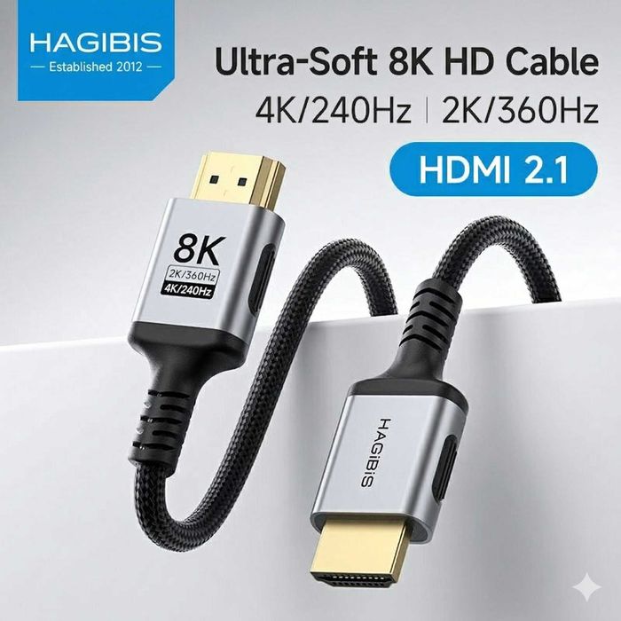 Hagibis 8K HDMI 2.1 kabel |PC,PS5,Xbox,TV, Monitor uchun|Premium sifat