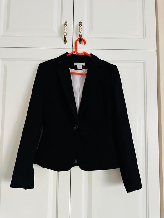 Costum de dama , sacou si pantaloni clasici , masura S , H&M , negru