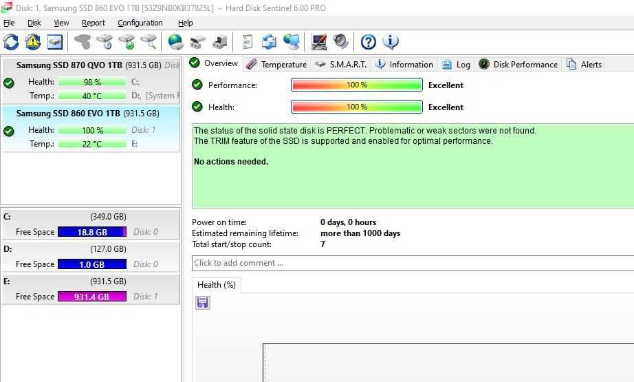 1Tb SAMSUNG  2.5" EVO 860 sata 3  - 100% Viata, 0 ore de folosinta