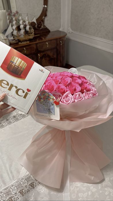 Букет из 35 роз, мыльные розы
