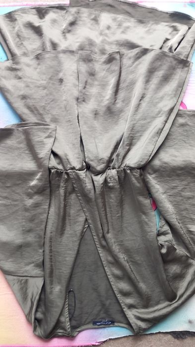 Rochie casual satin kaki