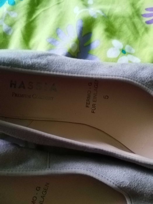 Balerini gri din piele naturala/toc mic de la Hassia! Marimea: 5/EUR38