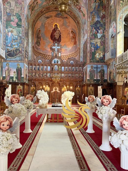 Aranjament cristelnita baietei decor biserica fetite decoratiuni botez